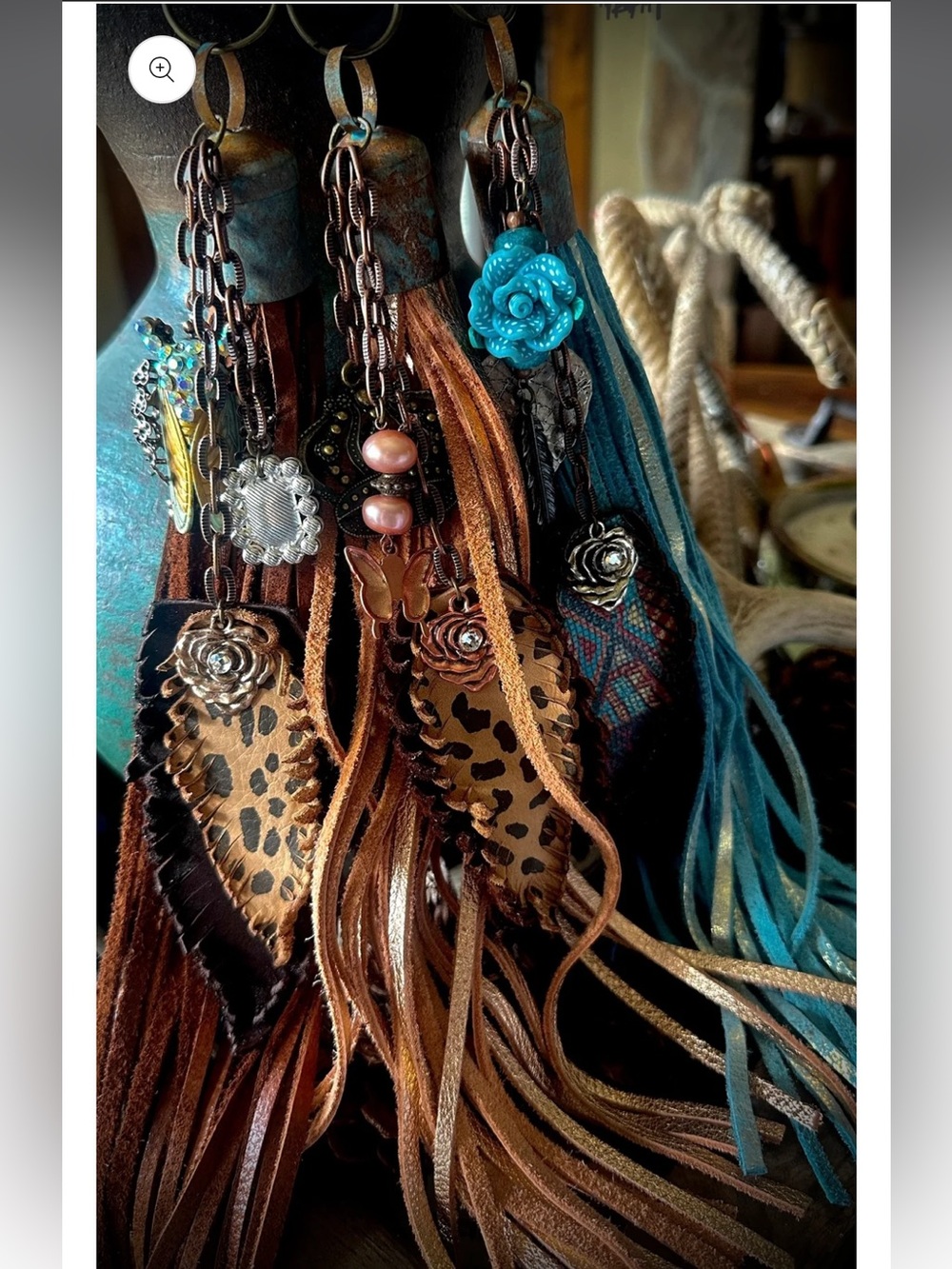 NWT A Rare Bird Leather Tassel Keychain